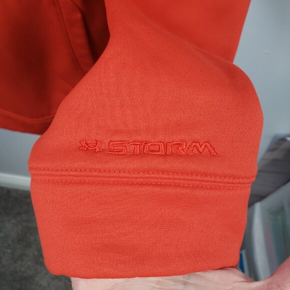 Under Armour Red Hoodie Gray Logo Mens  Medium Pullover Sweatshirt Active  /A100 - Picture 3 of 5